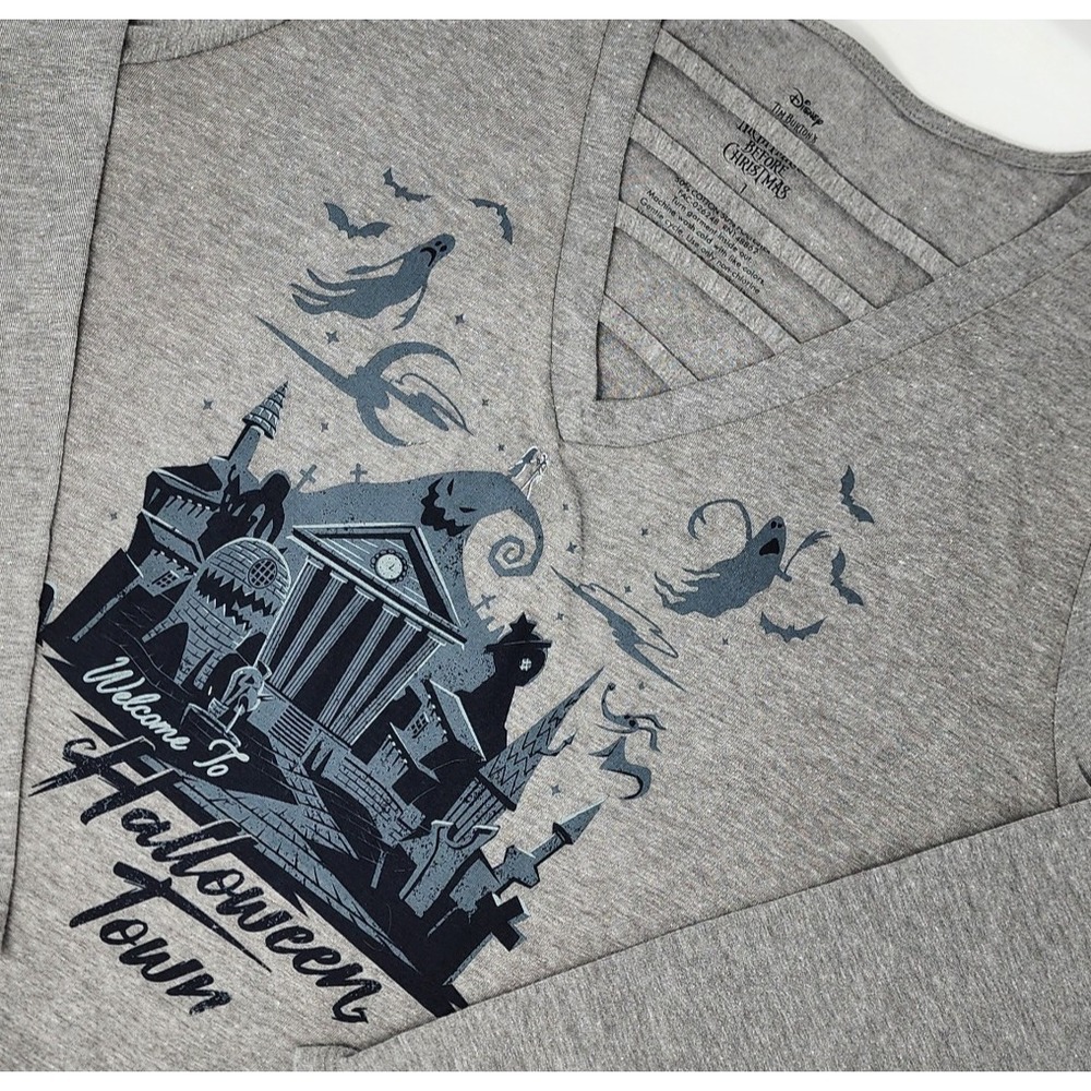 Disney The‎ Nightmare Before Christmas Womens Plus Size 1 Gray Long Sleeve Shirt